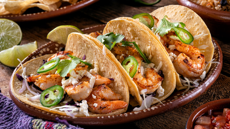 shrimp tacos with jalapenos