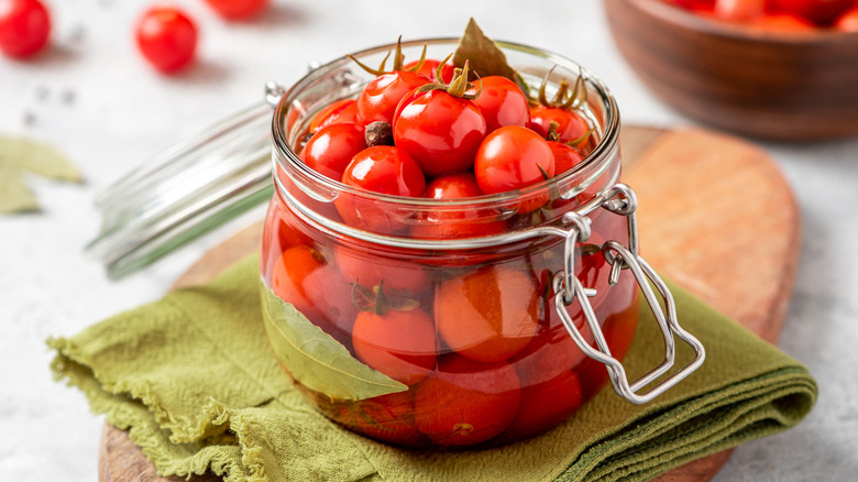 Cherry tomatoes in jar