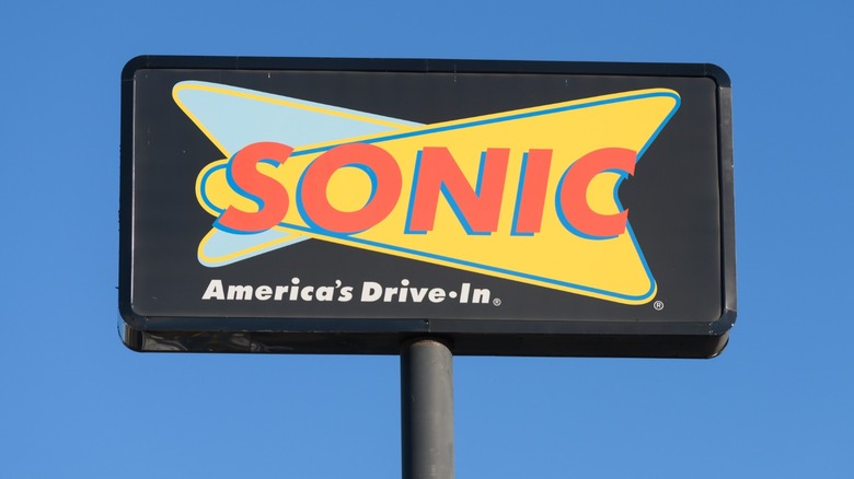 An elevated Sonic "America's Drive-In" sign