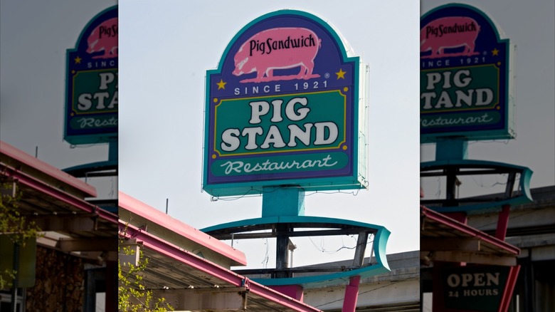 A sign for Pig Stand