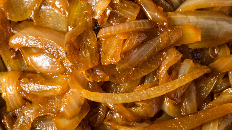 Close-up of caramelized onions