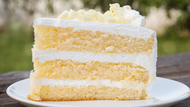 yellow cake with white icing