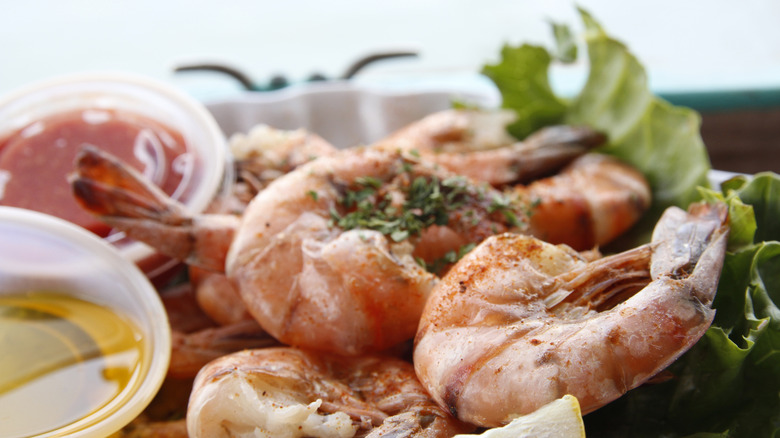 A plate of seasoned Florida pink shrimp