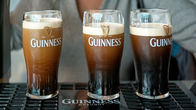 Three pints of Guinness stout