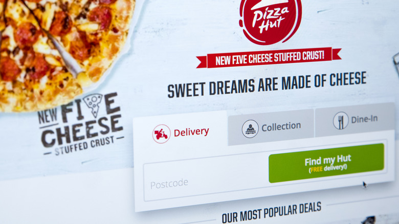 Pizza Hut website homepage