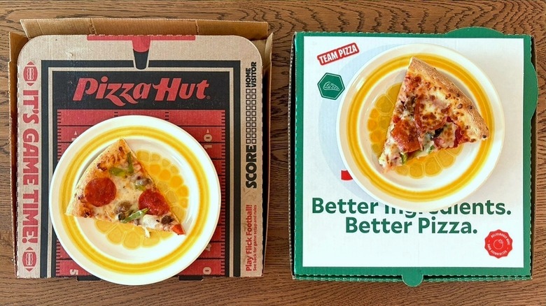 View of two pizza slices with cheese