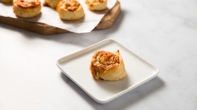 pizza pinwheels served on table