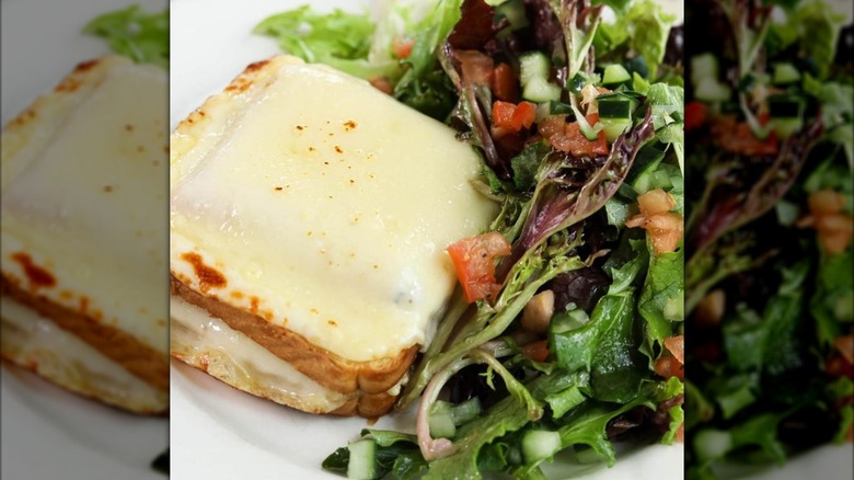 Croque monsieur with salad at Café Monte in Charlotte