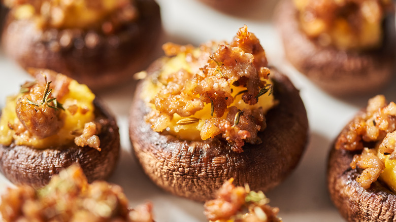 Polenta And Sausage-Stuffed Mushrooms Recipe