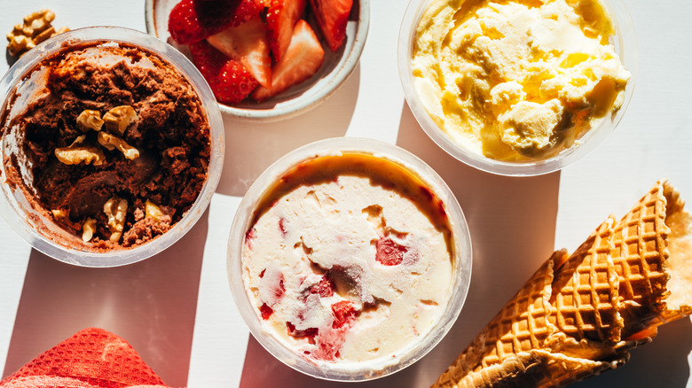 homemade ice cream in different flavors