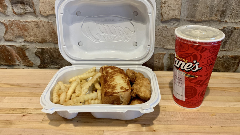 Raising Cane's chicken finger meal in an open container