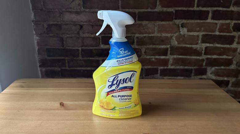 Lysol All Purpose Cleaner on wooden table