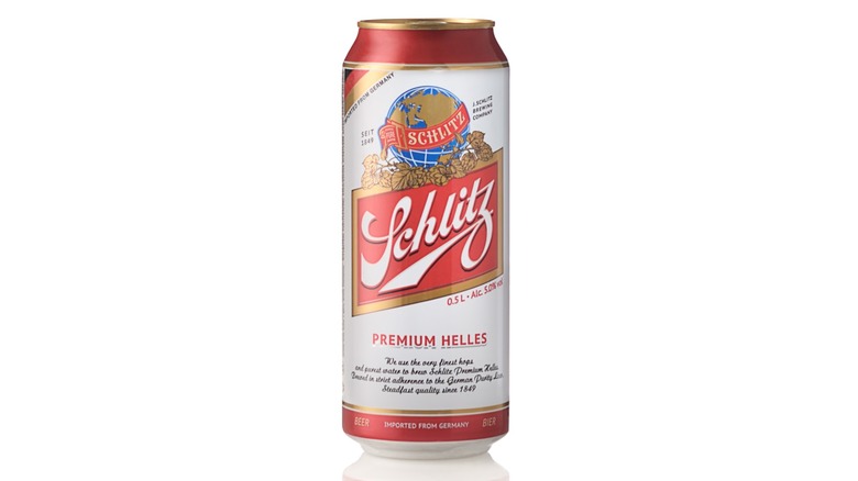 Can of Schlitz beer on a white background