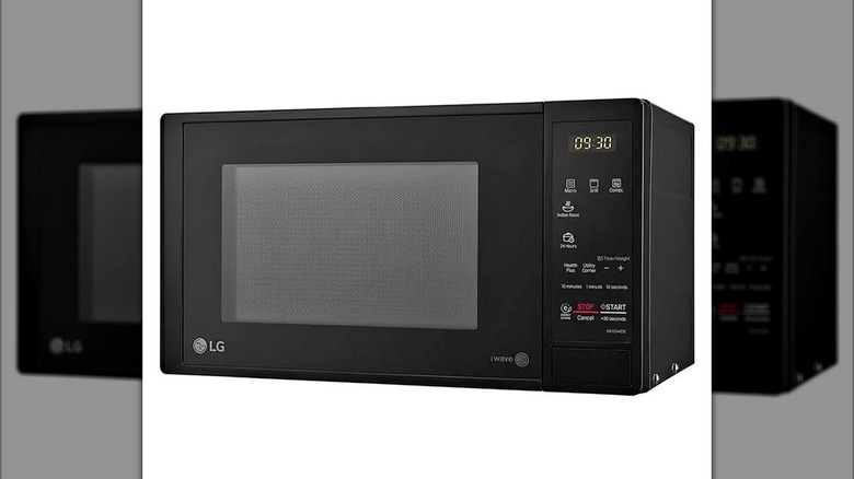 LG grill microwave oven on a white background.
