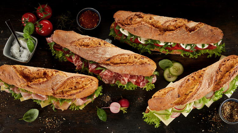 assorted sub sandwiches