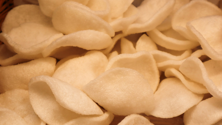 Close-up of white rice crackers