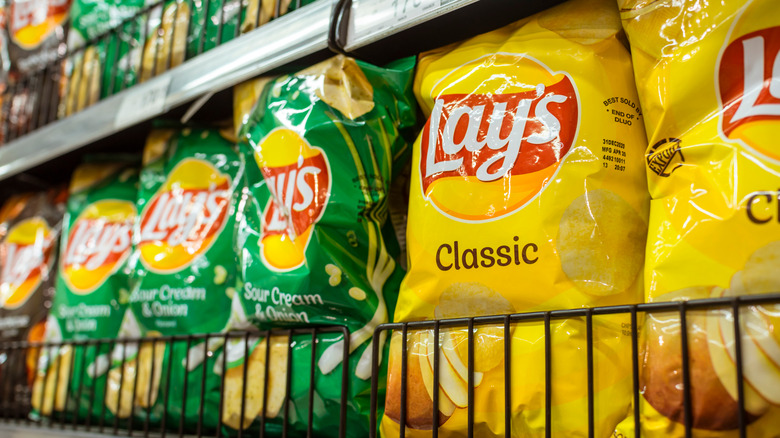 Lay's potato chips on grocery store shelf