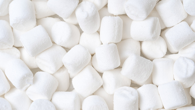 Close-up shot of marshmallows in a pile