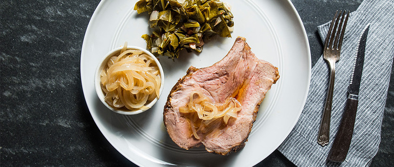 Pork Roast with Collard Greens and Sweet-and-Sour Onions