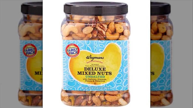 View of Wegmans Deluxe Mixed Nuts tub