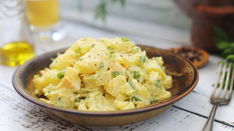 A plate of potato salad