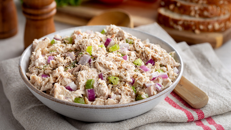 Tuna salad in a bowl.