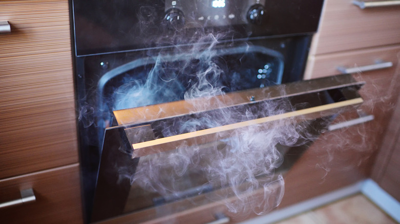 smoking oven with open door