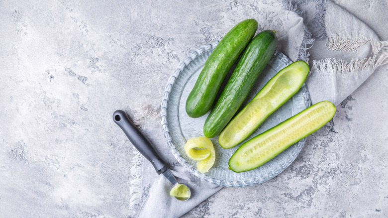 Cucumber with seeds removed