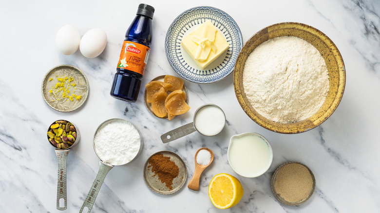 Ingredients for these preserved lemon cinnamon buns.
