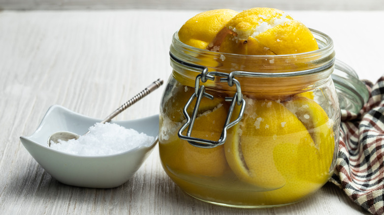 A jar of preserved lemons