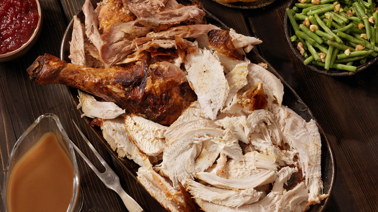 platter of carved turkey