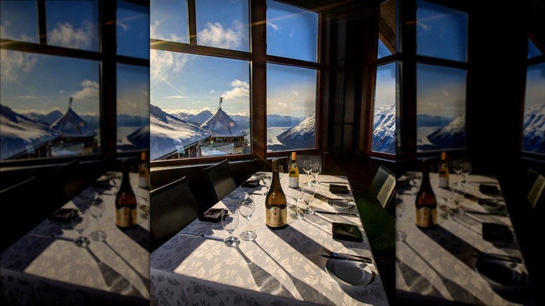 Table at Seven Glaciers Restaurant with a view