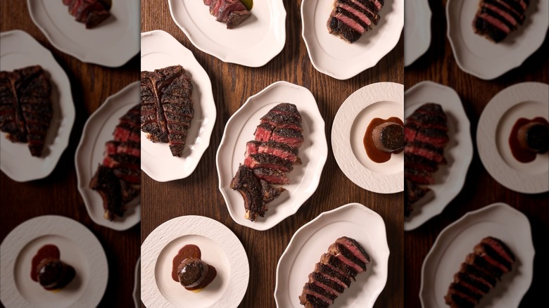 Assorted plated meat cuts at Bardea Steak