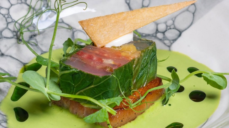 Pork belly and lettuce dish at Georgia Boy