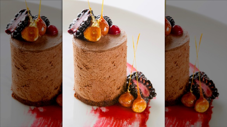 Chocolate and berry dessert at Triple Creek Ranch