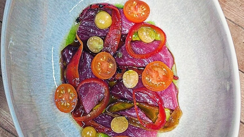 Blue fin tuna and tomato salad at Isla