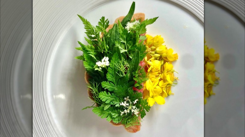 Beef and fennel tart course at The Herbfarm