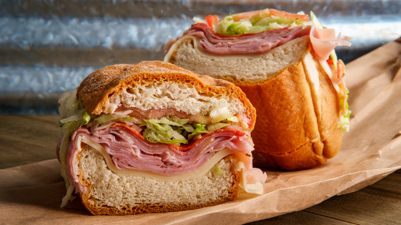 Italian sub on paper bag