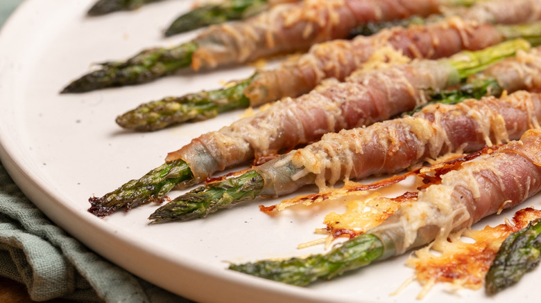 prosciutto-wrapped asparagus with Parmesan