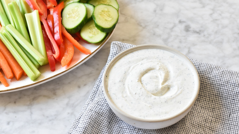cottage cheese ranch dip in bowl