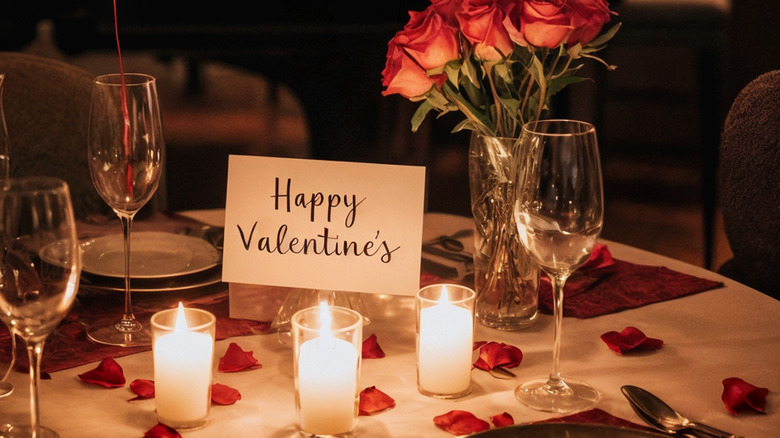 Valentine's Day table set up