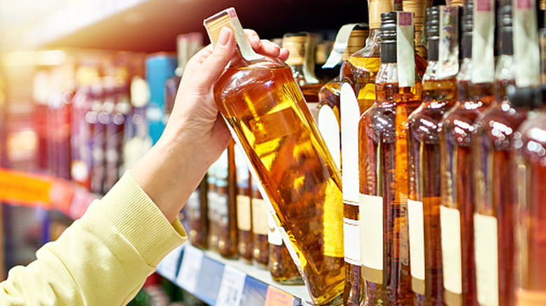 bottles in liquor store