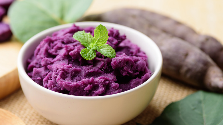 Mashed purple sweet potatoes