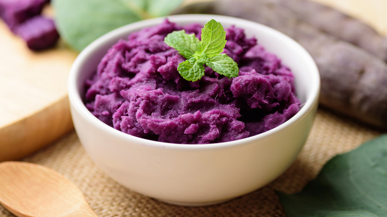 Mashed purple sweet potatoes