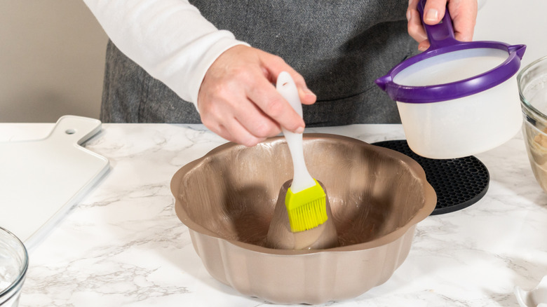 Preparing inside of Bundt pan