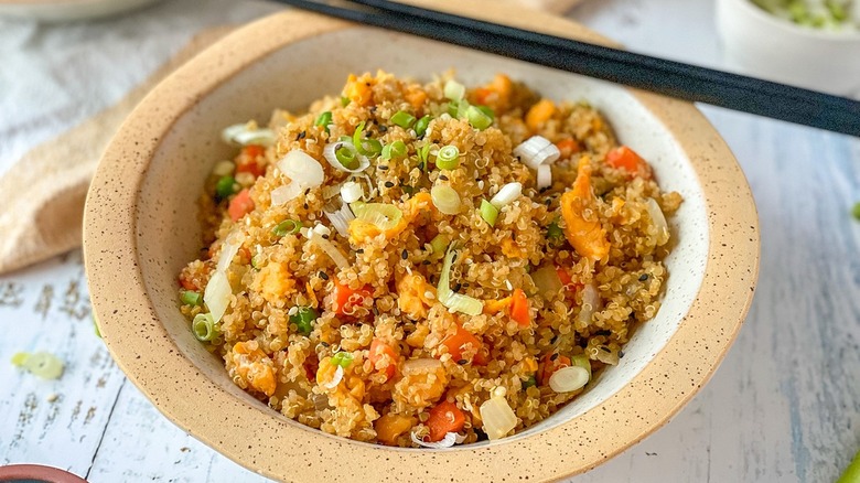 quinoa and vegetables in bowl
