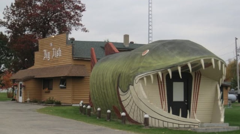 Big Fish Supper Club building with a giant fish structure at the entrance