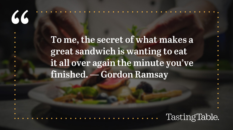 A quote by Gordon Ramsay with a chef arranging food in the dimmed background