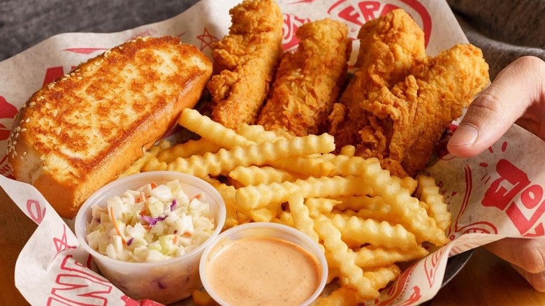 Raising Cane's chicken, fries, and toast