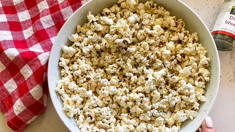 popcorn in white bowl